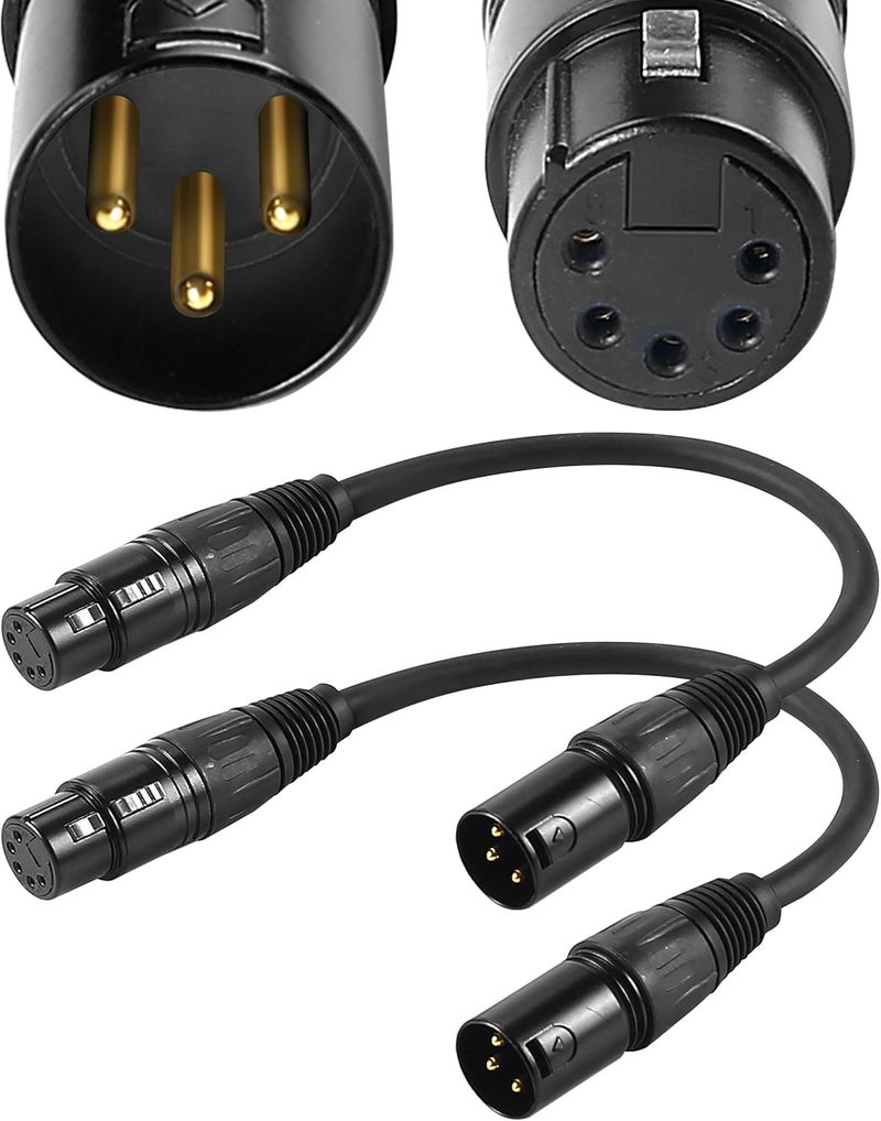 Palujorty 3 Pin Male to 5 Pin Female DMX Adapter, 10'' 2 Pack DMX Adapter 5F3M for Stage Lighting & Controller - Image 1